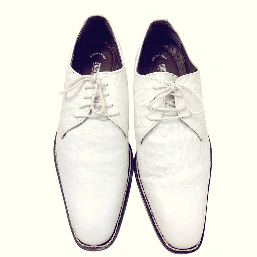 Stacy Adams Russo White Ostrich Quill
Hornback Print LeatherOxford Shoes 9.5